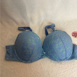 Cacique Blue and Green Lace Bra
